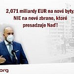 Slovensko je v počte verejných nájomných bytov na chvoste Európy: Potrebujeme nové nájomné byty pre mladých, nie zbrojenie a novú vojenskú techniku za 2,071 miliardy eur, ktorú presadzuje Naď !